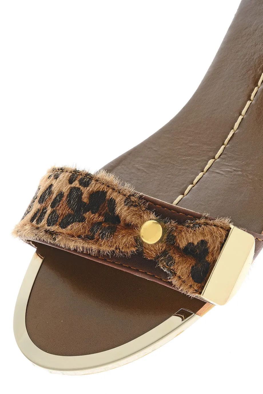 PONY LEOPARD Brown Animal Print Sandals