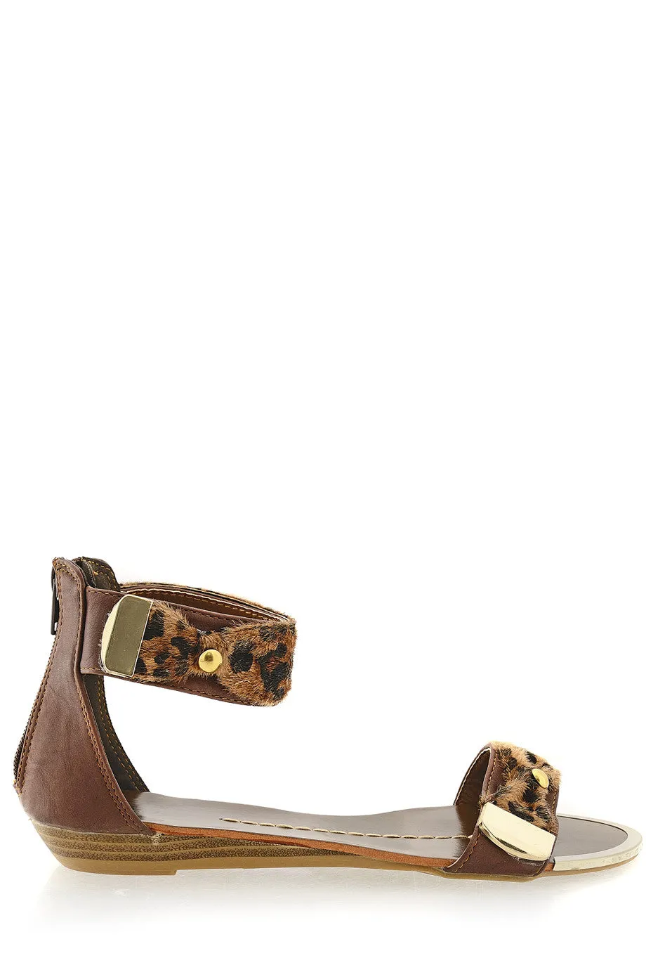 PONY LEOPARD Brown Animal Print Sandals