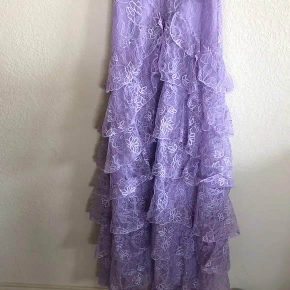 Purple Lace Long Prom Dress Backless Evening Dress Stunning Maxi Dress