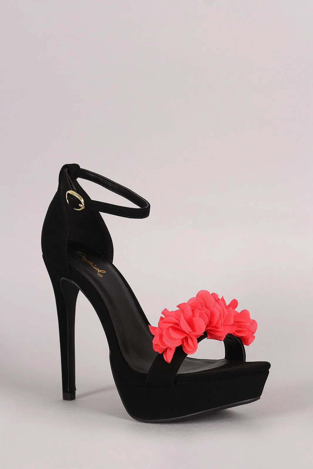 Qupid Rosette Open Toe Platform Stiletto Heel