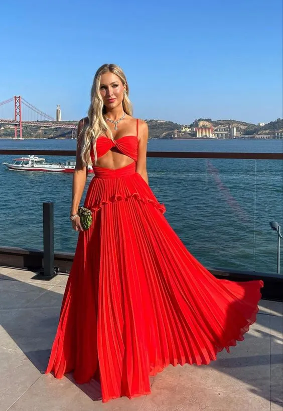 Red Prom Dress Women Sexy Dresses Elegant Simple Party Gown