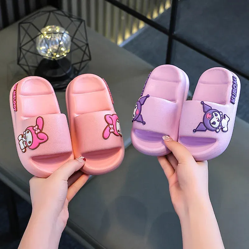 Sanrio Children's Slippers Summer Cute Cartoon Kuromi Boys and Girls Non Slip Soft Soled Indoors and Outdoors Beach Shoes