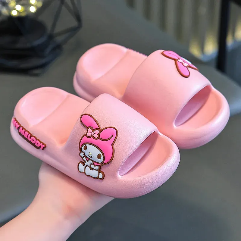 Sanrio Children's Slippers Summer Cute Cartoon Kuromi Boys and Girls Non Slip Soft Soled Indoors and Outdoors Beach Shoes