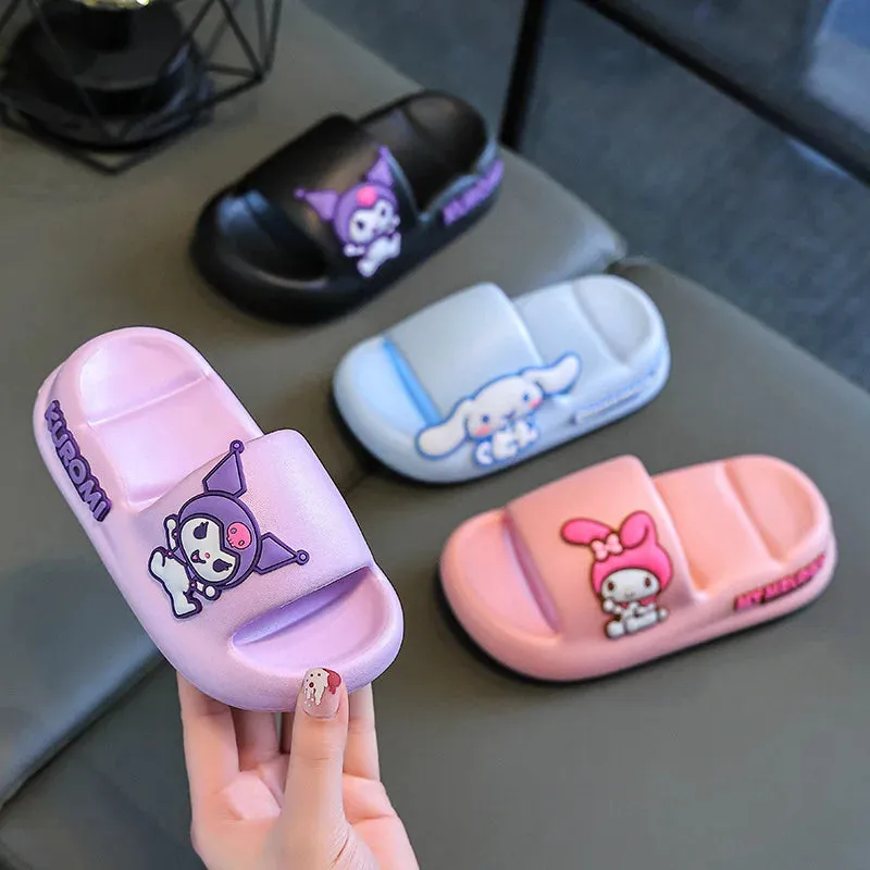 Sanrio Children's Slippers Summer Cute Cartoon Kuromi Boys and Girls Non Slip Soft Soled Indoors and Outdoors Beach Shoes