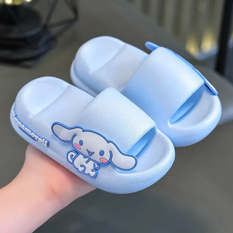 Sanrio Children's Slippers Summer Cute Cartoon Kuromi Boys and Girls Non Slip Soft Soled Indoors and Outdoors Beach Shoes