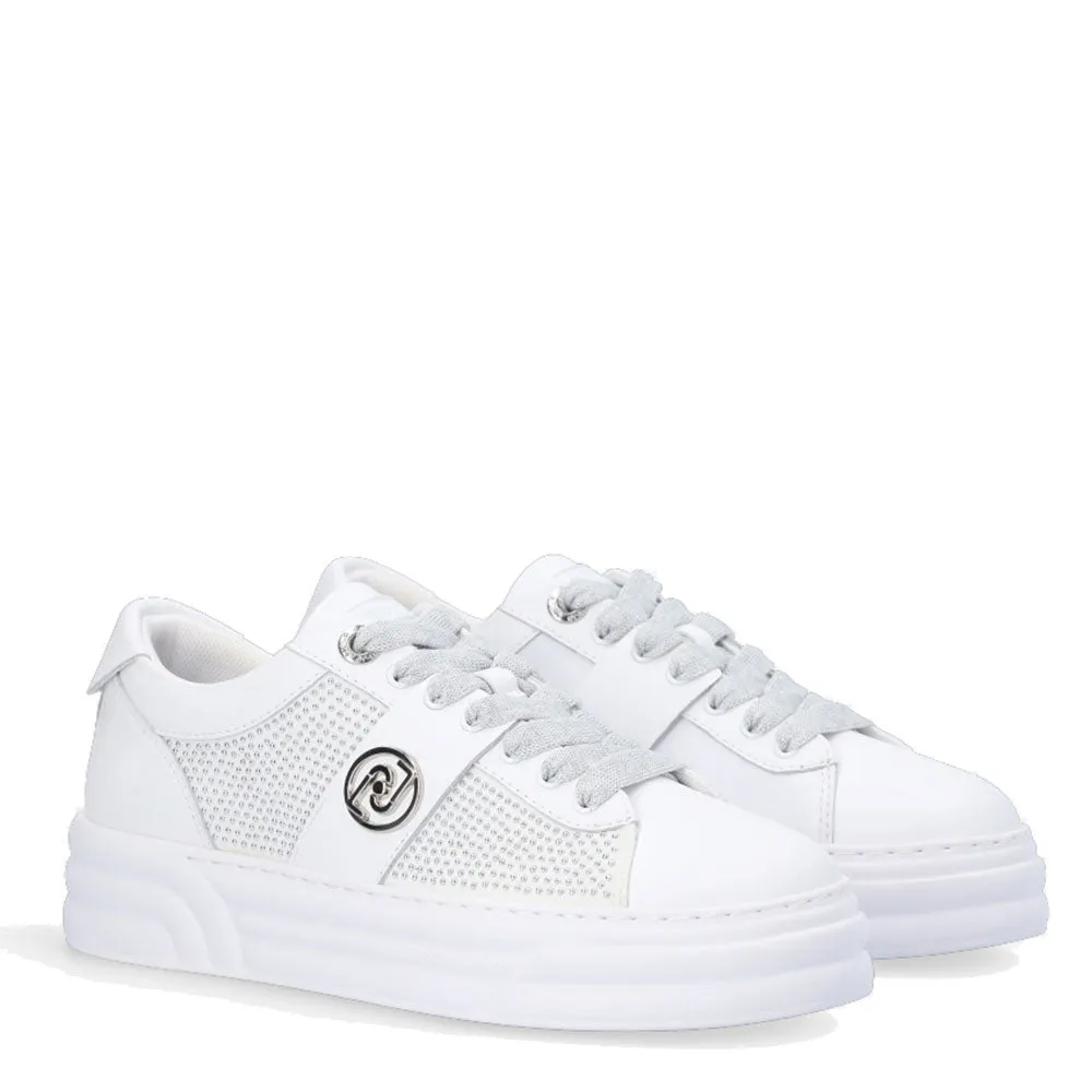 Scarpe Donna LIU JO Sneakers Cleo 14 in Pelle Bianca con Borchie