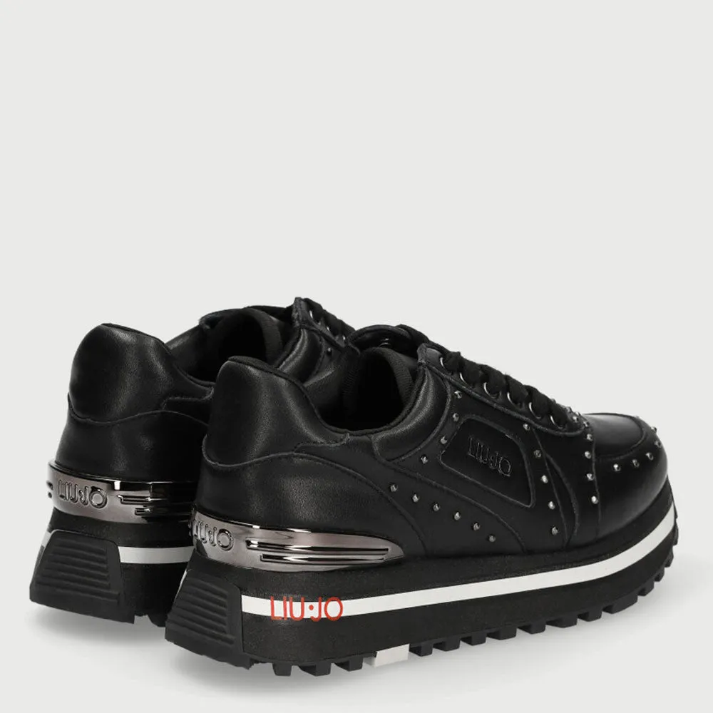 Scarpe Donna LIU JO Sneakers in Pelle Nera con Borchie