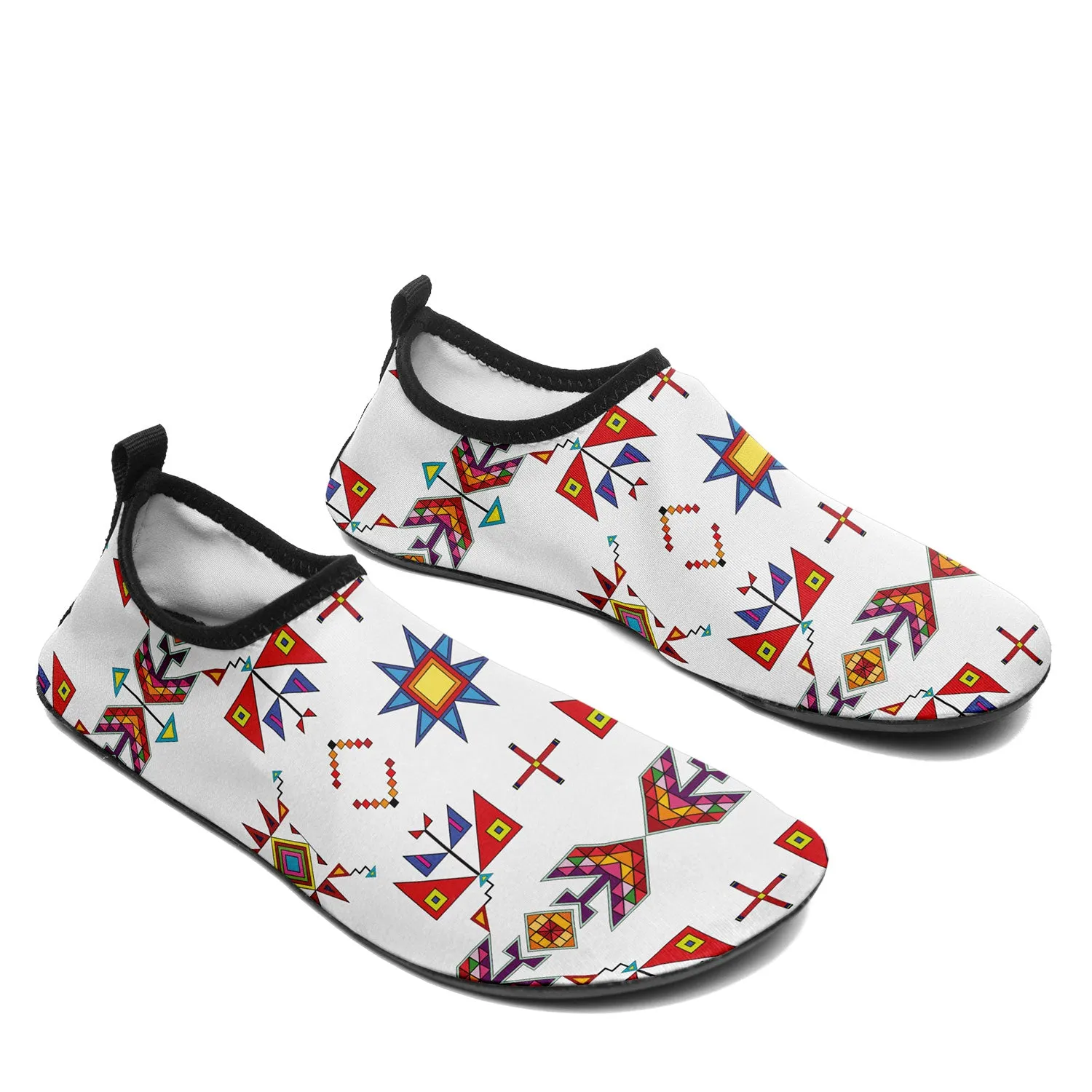 Scattered Generations White Kid's Sockamoccs Slip On Shoes