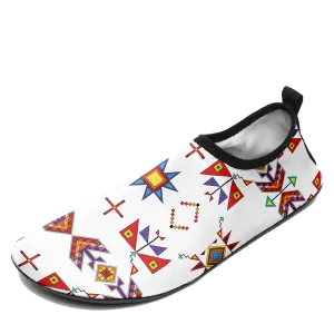 Scattered Generations White Kid's Sockamoccs Slip On Shoes