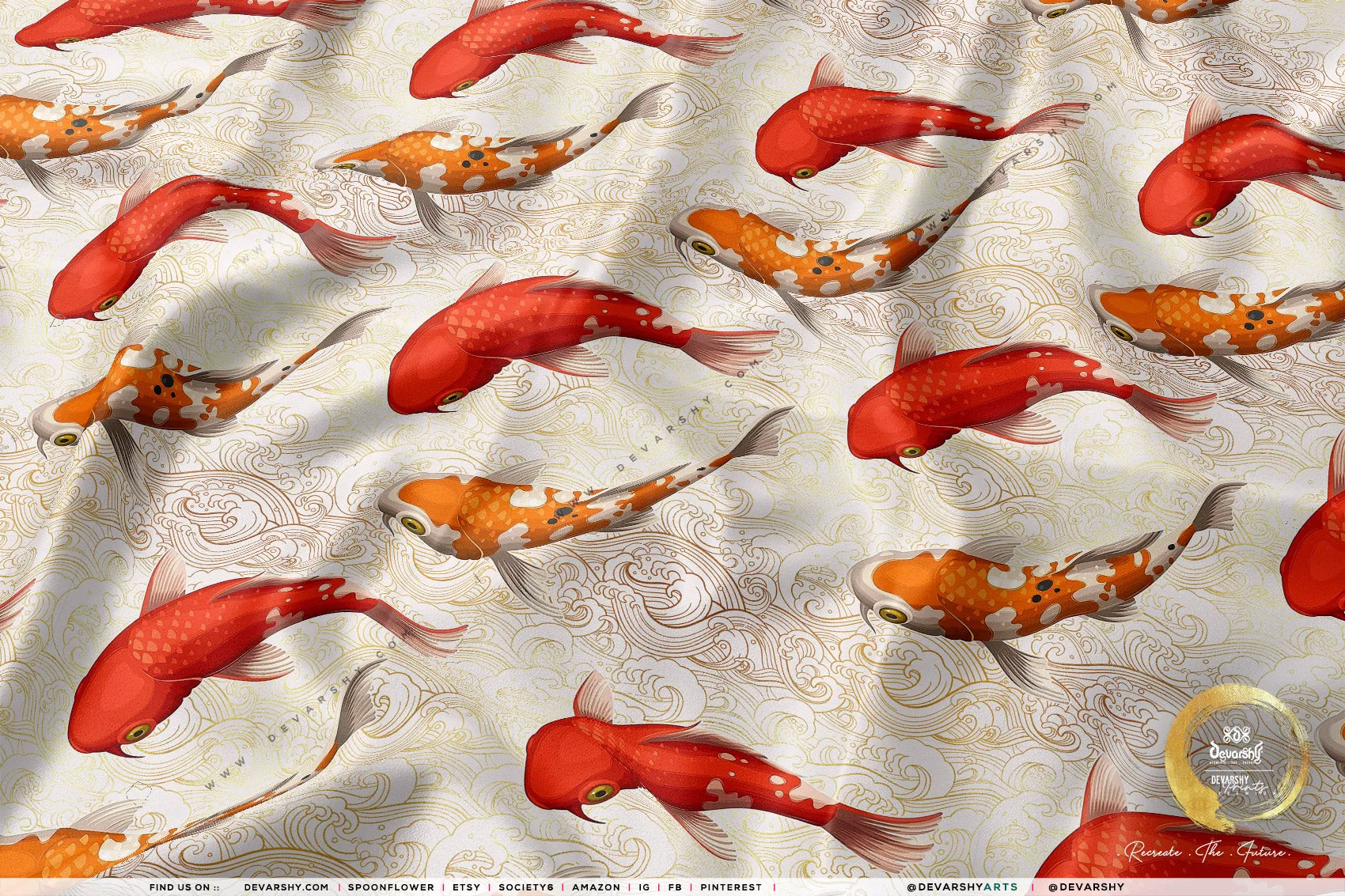 Shoal Of Fish Upholstery Fabric 3meters 9 Designs & 12 Furnishing Fabrics Koi Fish Print Fabric By the Yard | 049