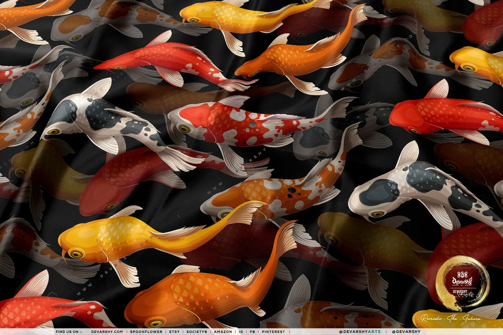 Shoal Of Fish Upholstery Fabric 3meters 9 Designs & 12 Furnishing Fabrics Koi Fish Print Fabric By the Yard | 049