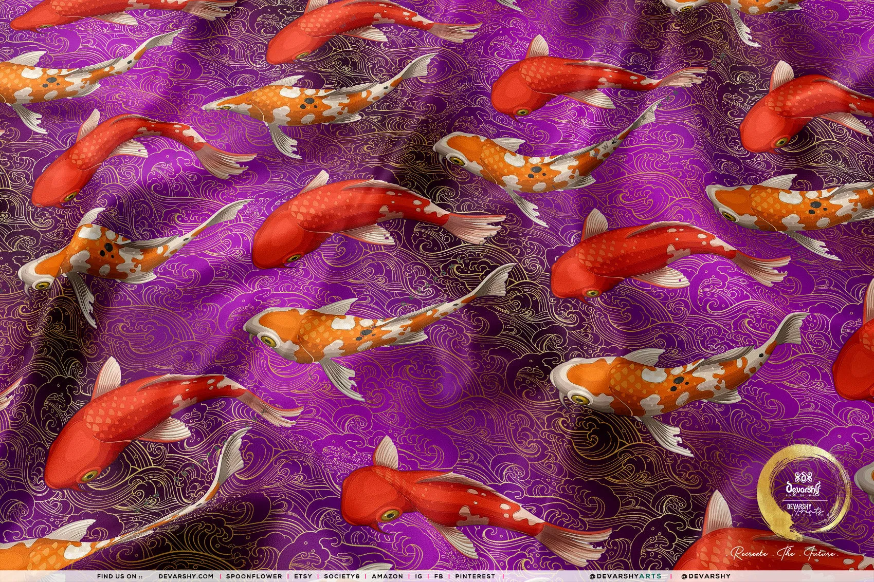 Shoal Of Fish Upholstery Fabric 3meters 9 Designs & 12 Furnishing Fabrics Koi Fish Print Fabric By the Yard | 049