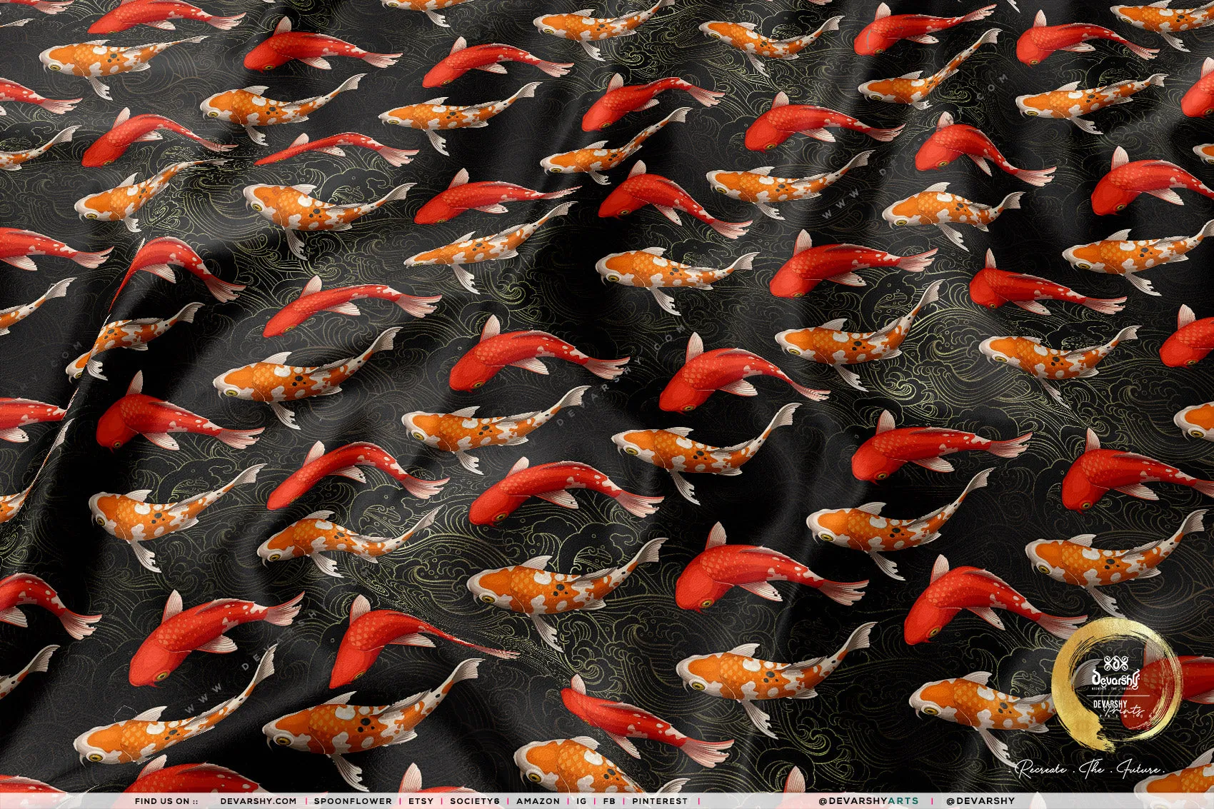 Shoal Of Fish Upholstery Fabric 3meters 9 Designs & 12 Furnishing Fabrics Koi Fish Print Fabric By the Yard | 049