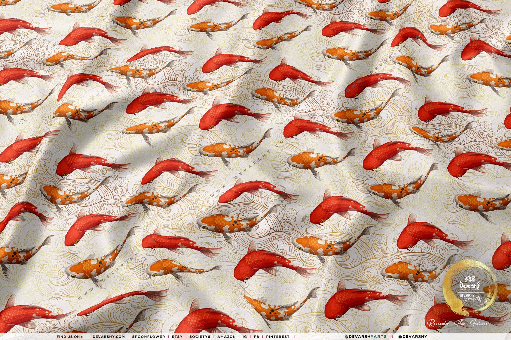 Shoal Of Fish Upholstery Fabric 3meters 9 Designs & 12 Furnishing Fabrics Koi Fish Print Fabric By the Yard | 049