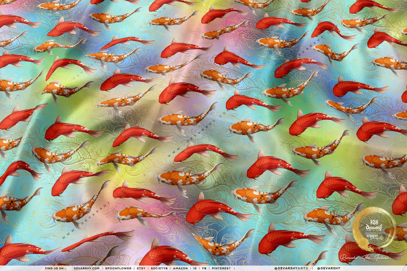 Shoal Of Fish Upholstery Fabric 3meters 9 Designs & 12 Furnishing Fabrics Koi Fish Print Fabric By the Yard | 049