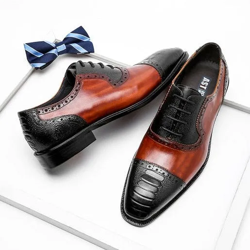 SnakeLux Leather Pointed Toe Oxford Dress Shoes