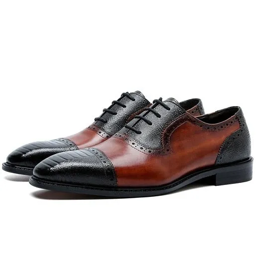 SnakeLux Leather Pointed Toe Oxford Dress Shoes