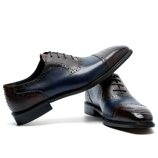 SnakeLux Leather Pointed Toe Oxford Dress Shoes