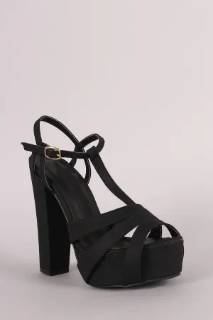 T-Strap Peep Toe Chunky Platform Heel