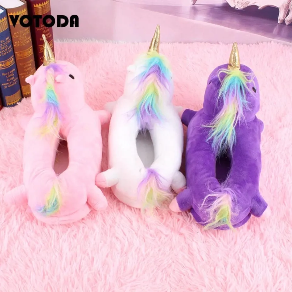 Teenage Unicorn Plush Shoes - Pink