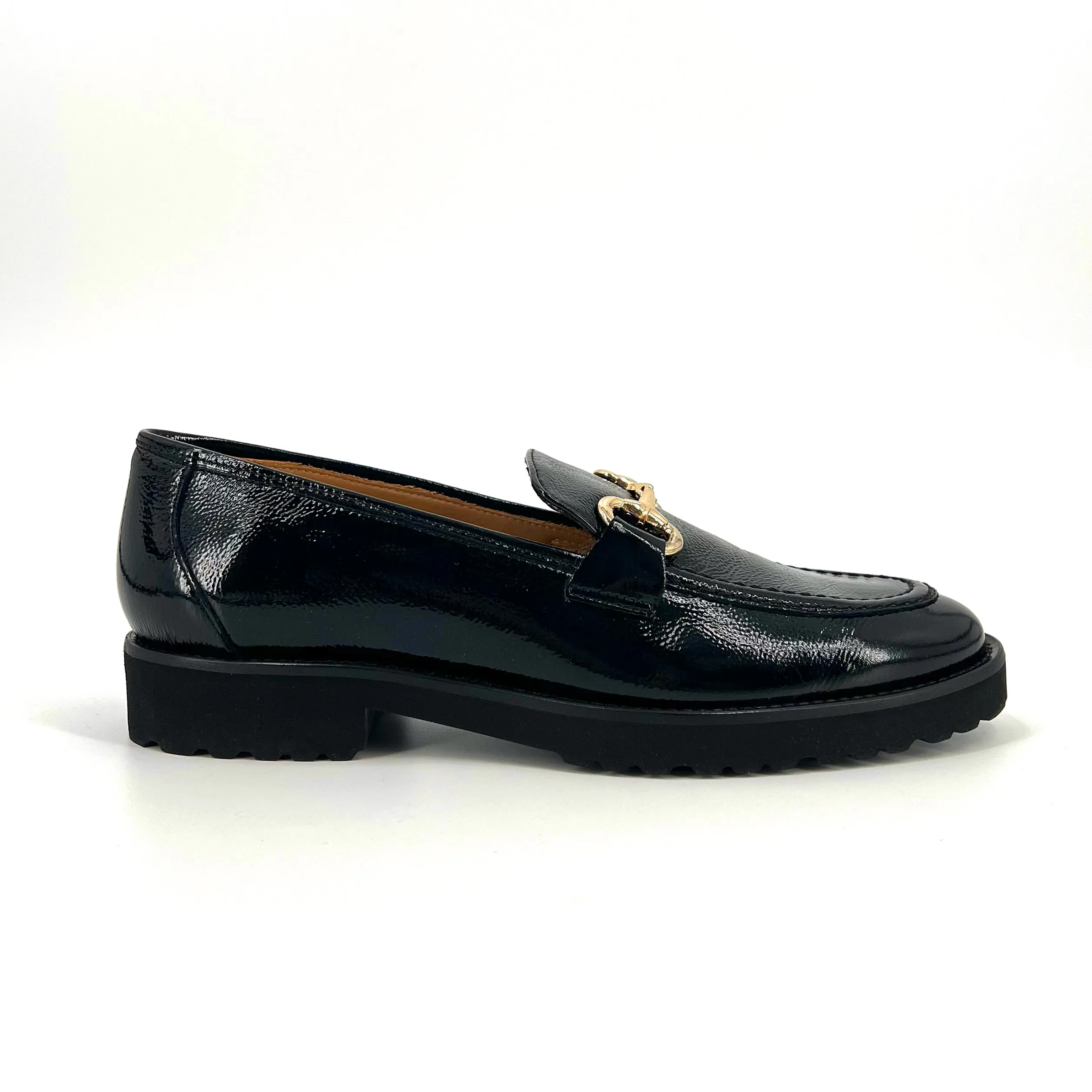 The Classic Bit Lug Loafer in Black Patent