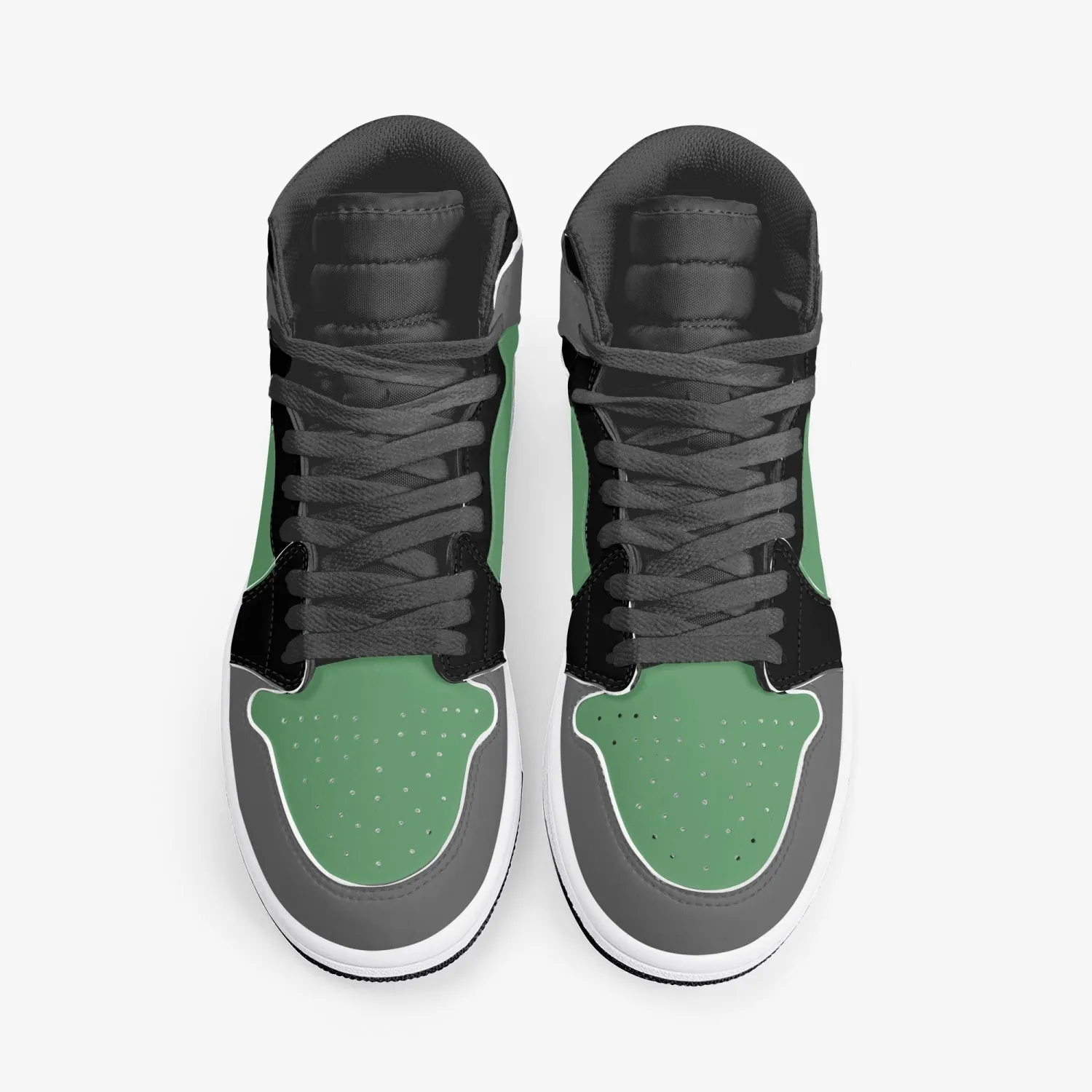 TREADZ New Black and Green High-Top Leather Sneakers