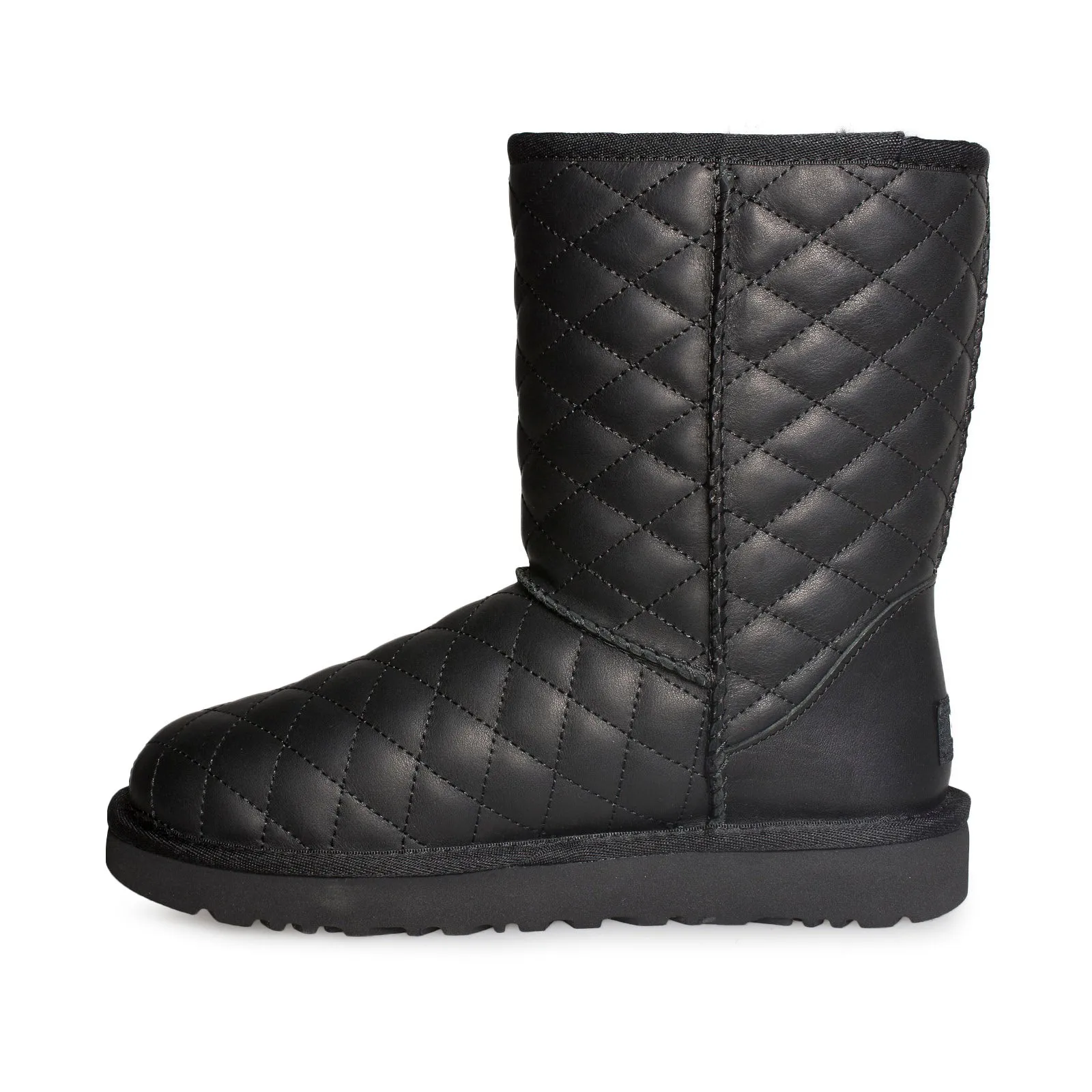 UGG Classic Short Diamond Quilt Black Boots - Women's