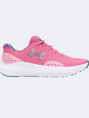 Under Armour Surge 4 Gs Girls Running Shoes Sunset Pink/Silver