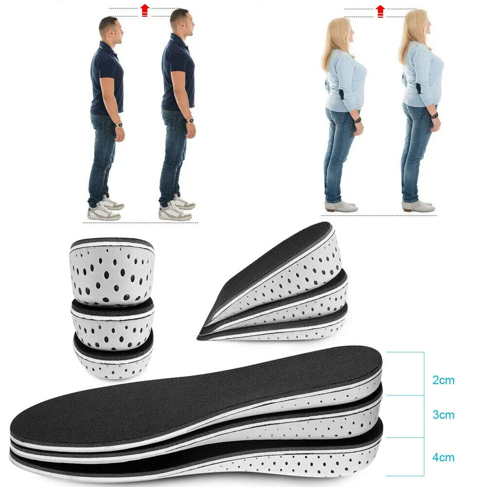 US 2-4 Paris Memory Foam Air Cushion Invisible Height Increase Insole Pad Taller