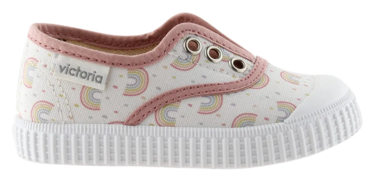 Victoria Girl's Rainbow Slip-On Canvas Sneakers, Nude