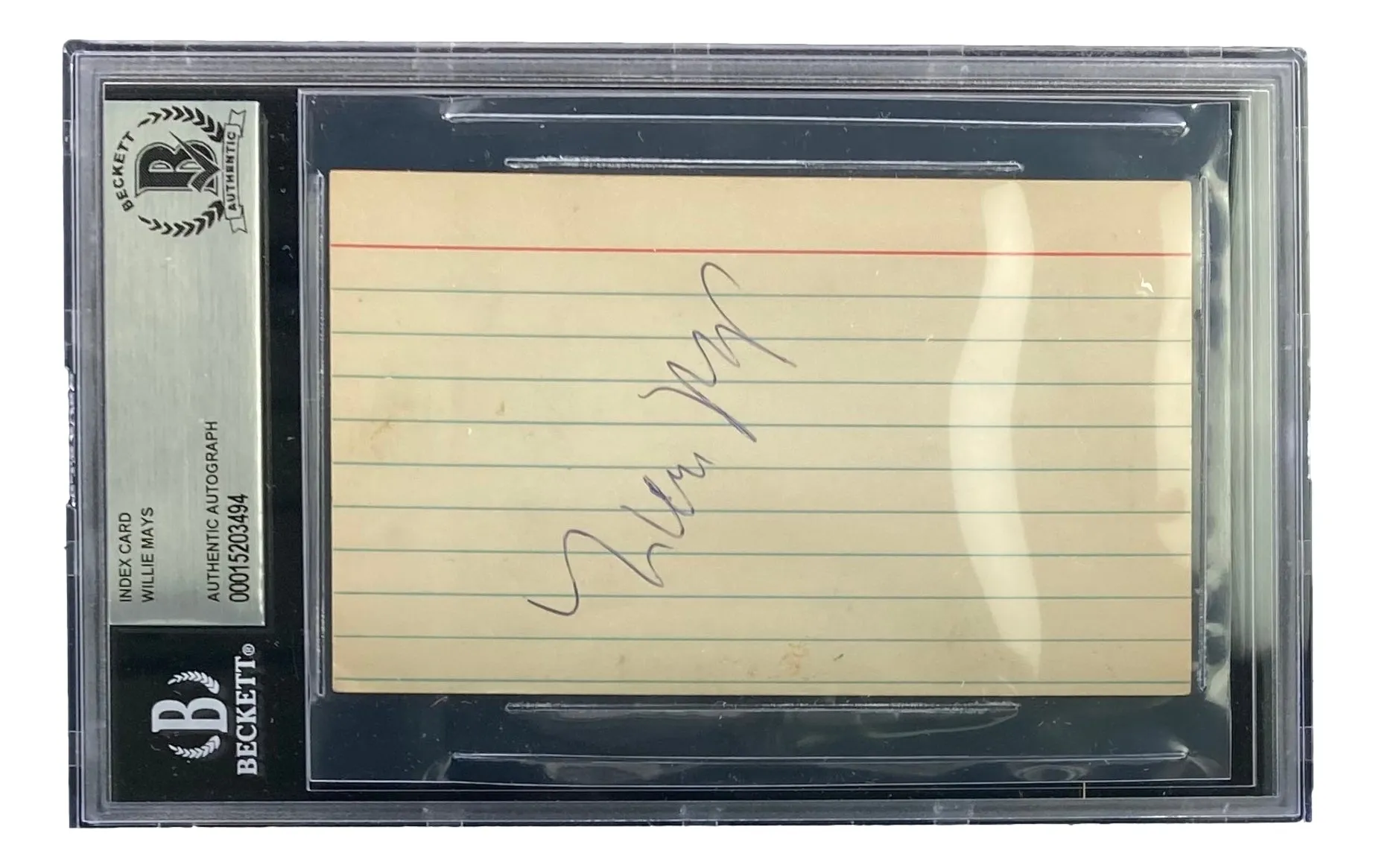 Vintage Willie Mays San Francisco Giants Signed 3x5 Index Card BAS