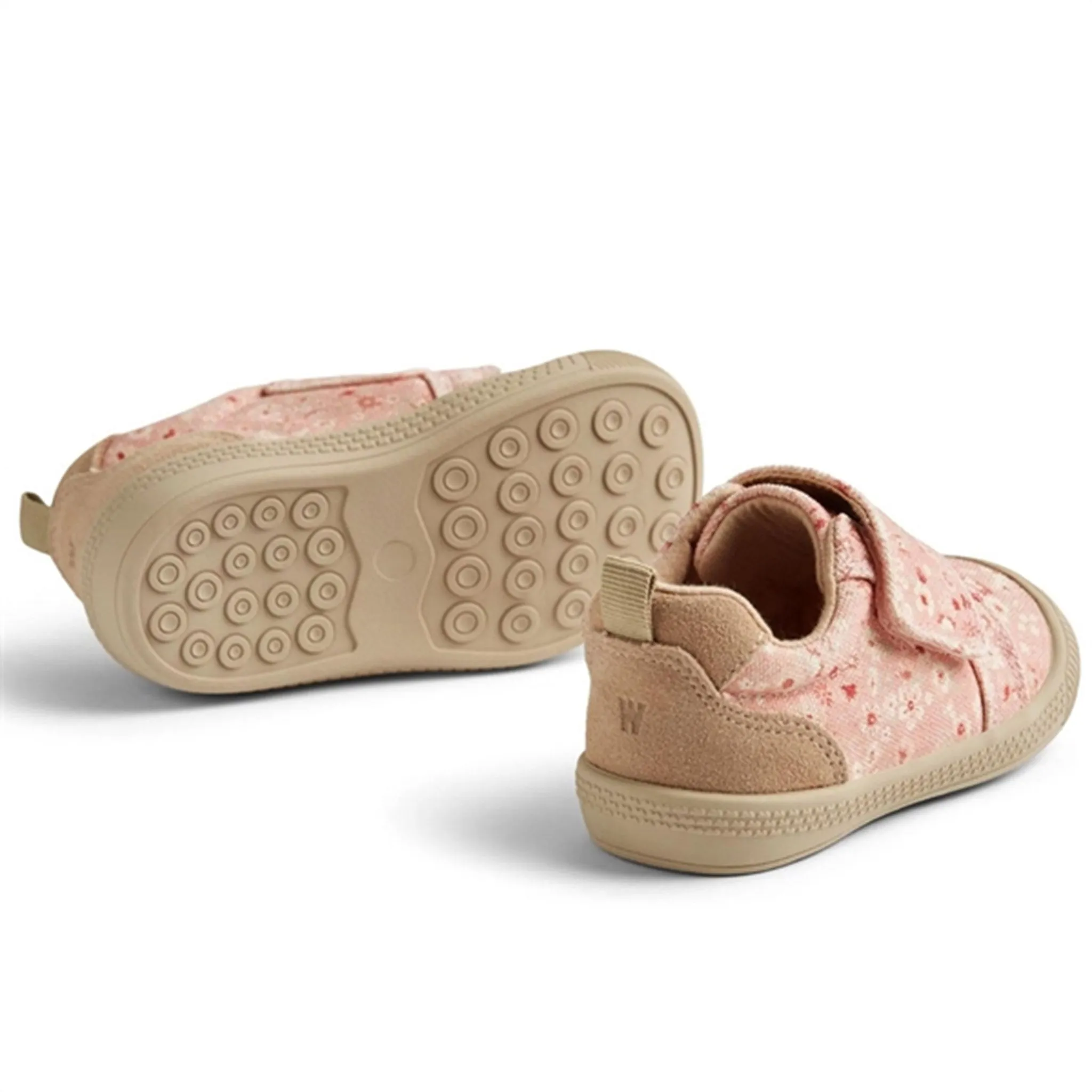 Wheat Shoe Prewalker Velcro Kei Print Rosette Flowers