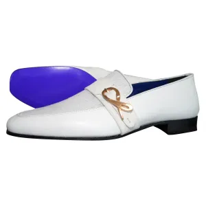 White Diamante Leather Monk Rose Loafers