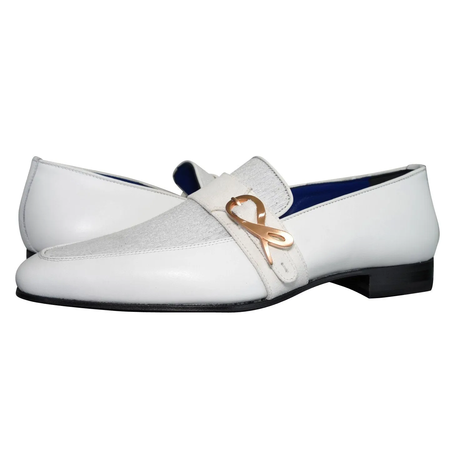 White Diamante Leather Monk Rose Loafers