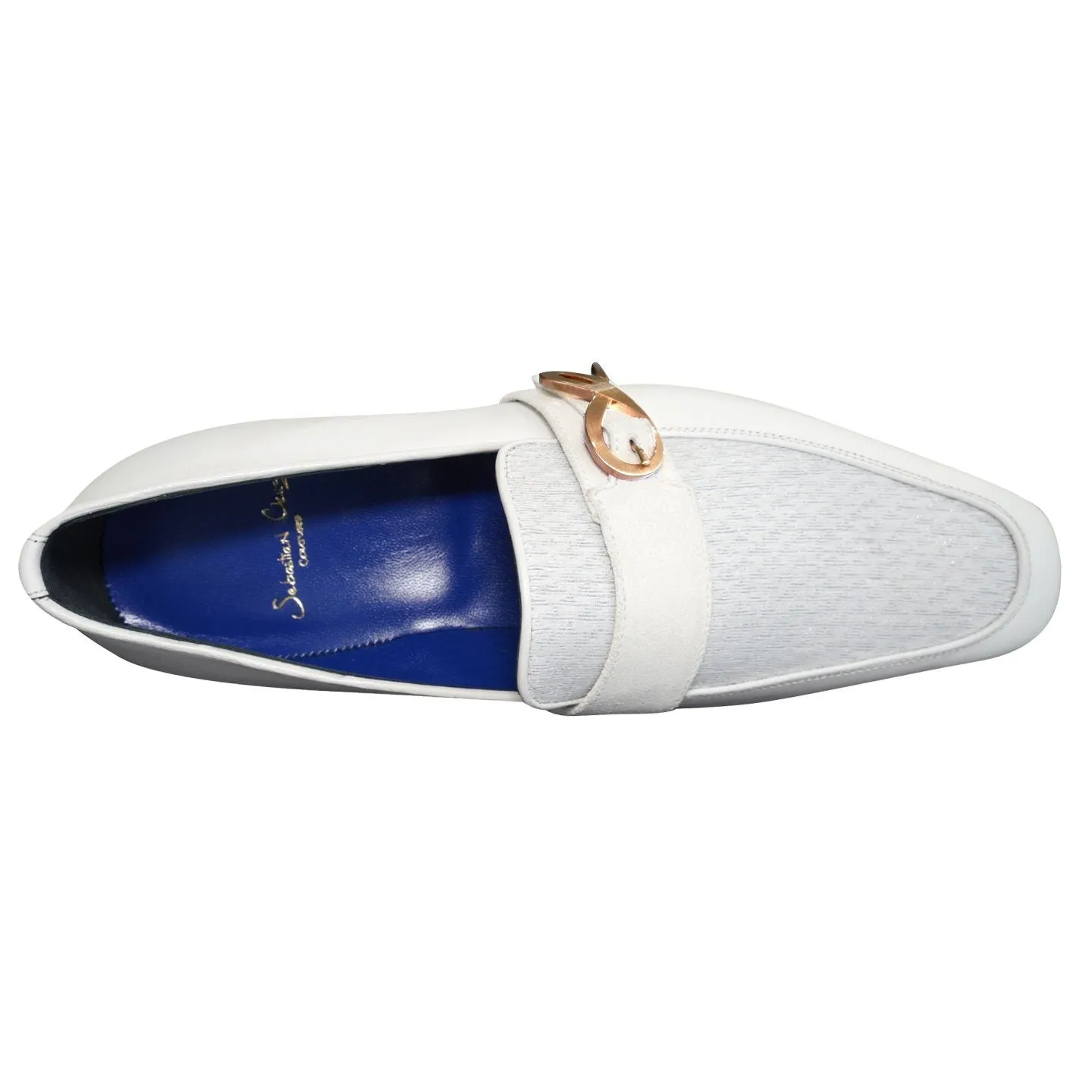 White Diamante Leather Monk Rose Loafers