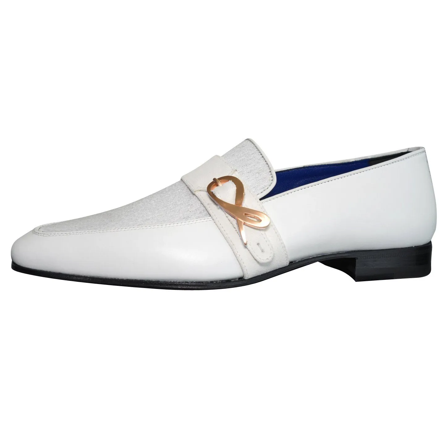 White Diamante Leather Monk Rose Loafers