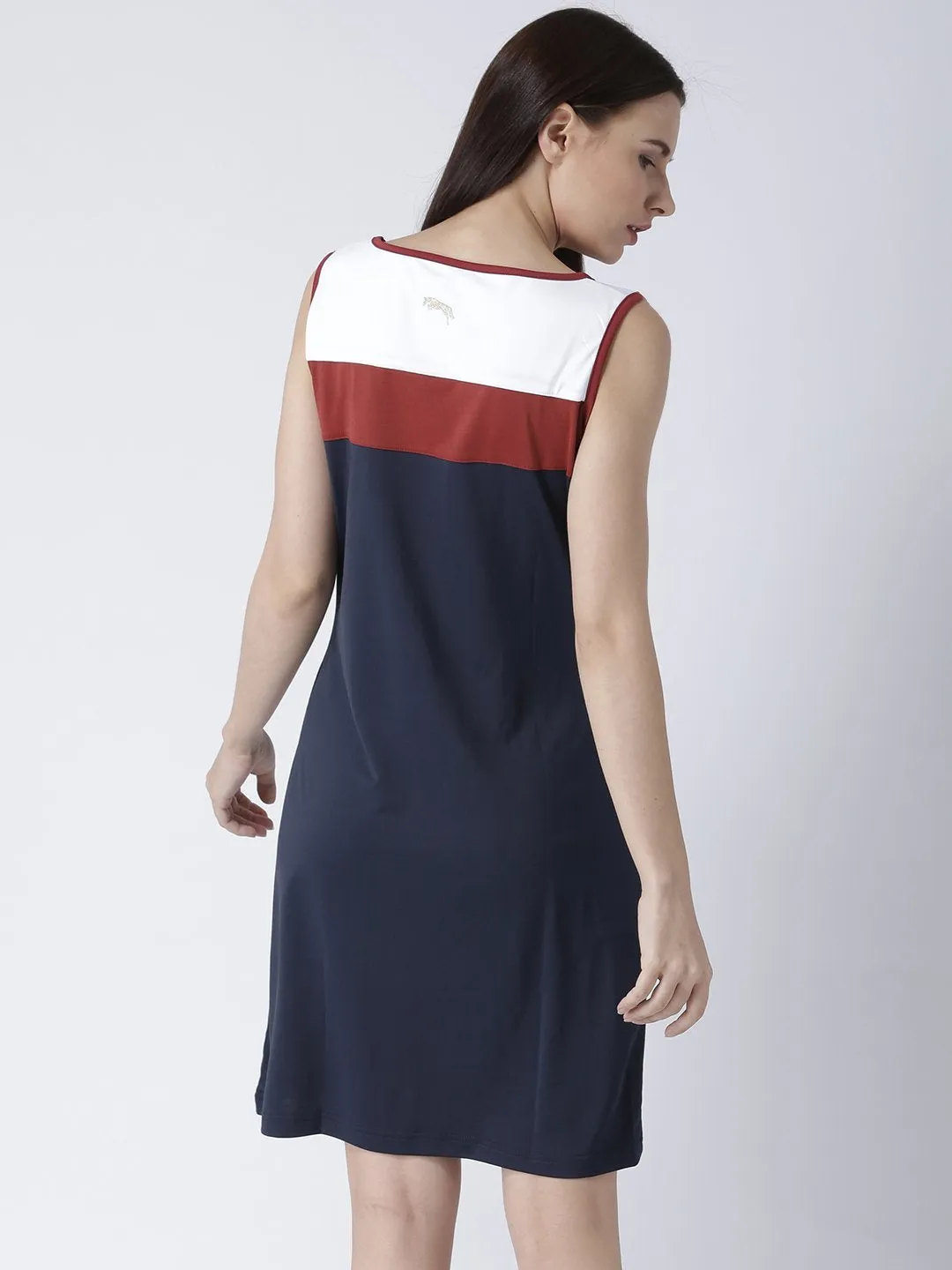 Women Navy Blue Solid Dress