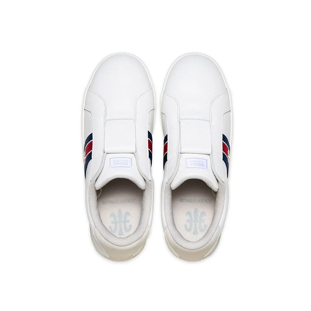 Women's Bishop White Blue Red Leather Sneakers 91733-051