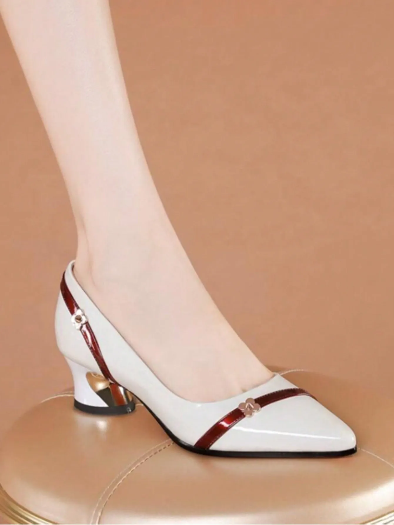 Women's High-heeled Single Shoes In Two Colors, Sculpted, With Pointed Toe