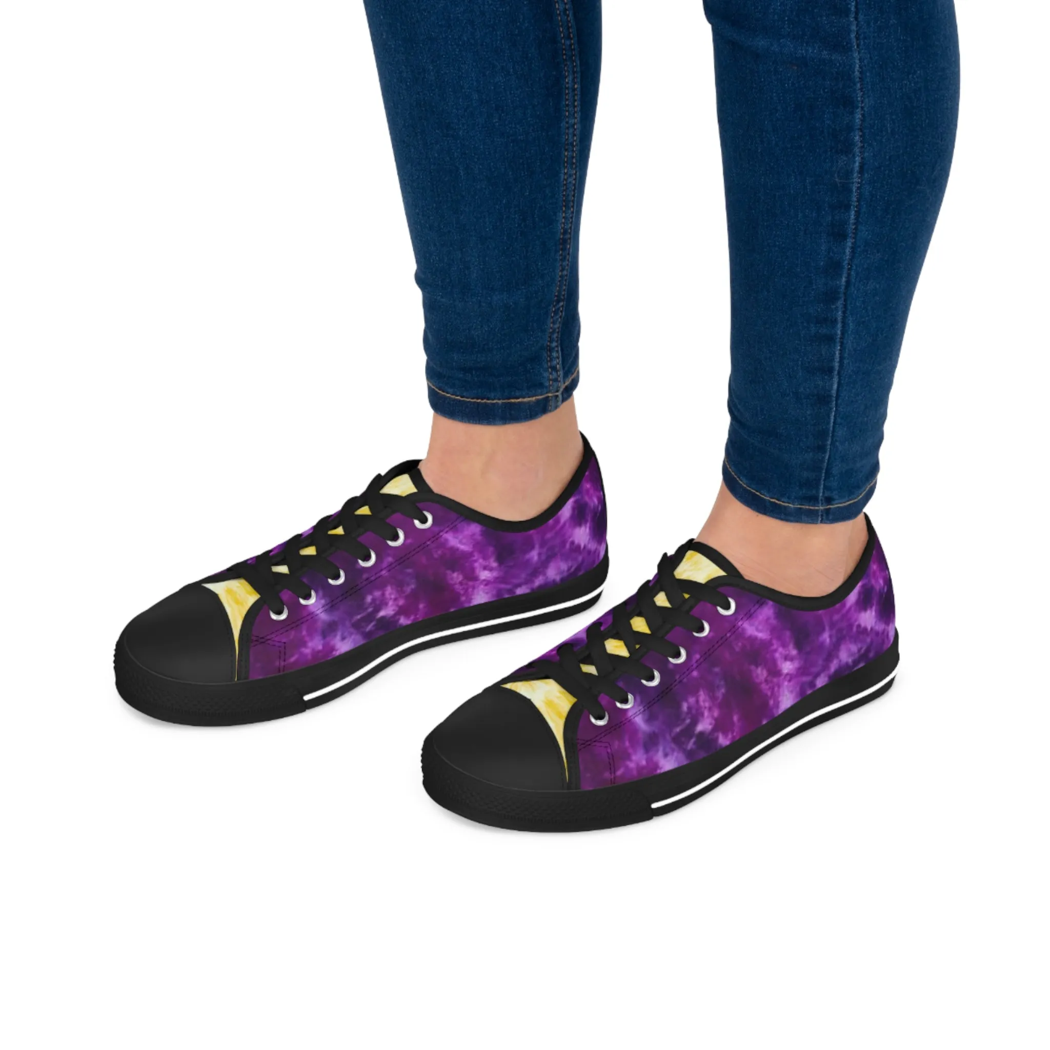 Women's Low Top Sneakers - Purple/Gold Tie Dye